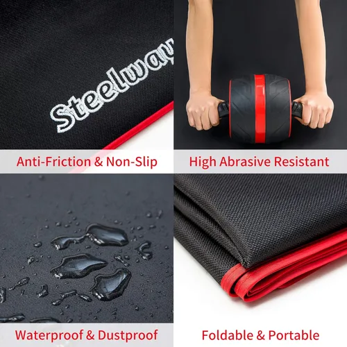 Vista 5 de Tapete de ejercicio para AB Roller AB, delgado, largo, plegable, para gimnasio en casa, ejercicios de interior y exterior, tapete de picnic negro