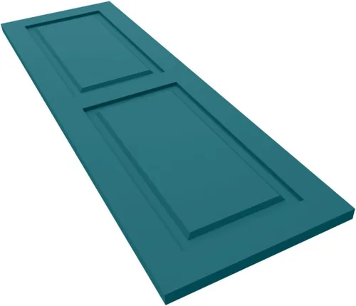 Vista 7 de PVC True Fit de 12 pulgadas de ancho x 25 pulgadas de alto, dos persianas de panel elevadas iguales, Antigua (por par, accesorios no incluidos)