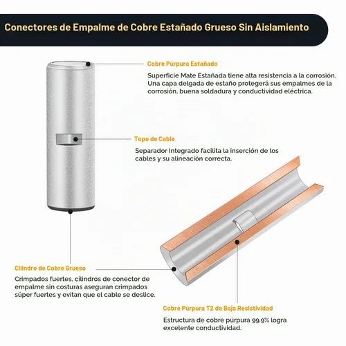 Vista 3 de Nilight Kit de 100 Conectores de Empalme No Aislados AWG 24-8 Conectores de Empalme de Crimpar Sin Aislamiento de Cobre Puro Recubierto de Estaño
