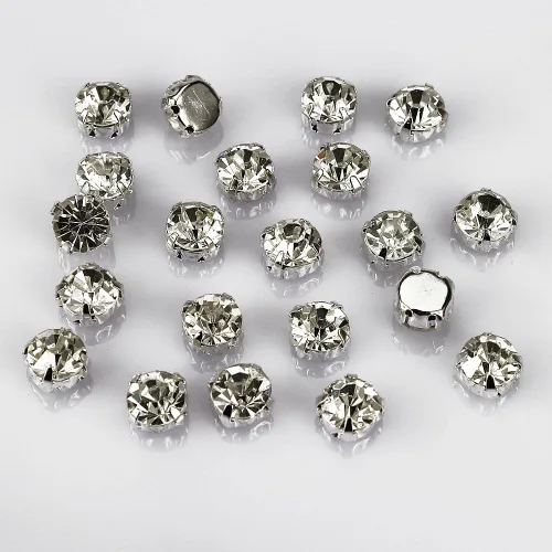 Vista 6 de olliBeads (TM) - 50 piezas de cristal con anillos de cristal checo con base de latón chapado en plata, color blanco, 0.394 in