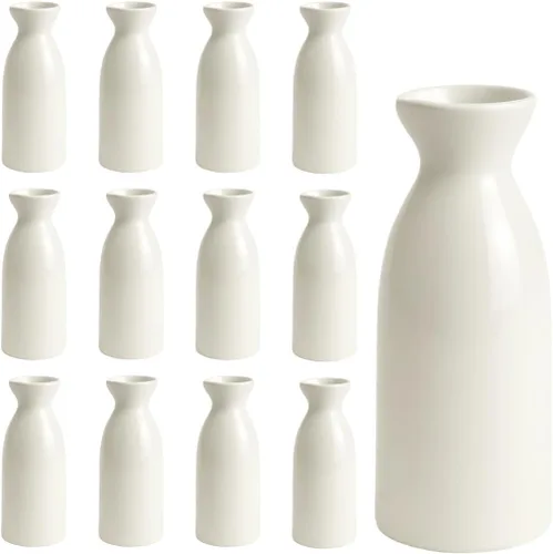 Vista 18 de JapanBargain Jarra de sake de porcelana, botella de servir de estilo japonés para sake frío y caliente, apta para microondas y lavavajillas, Tokkuri