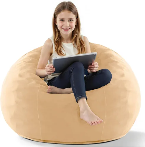 Vista 54 de HABUTWAY Silla de Puf de 2 Pies, Puf de 2' de Sillones Pequeños con Relleno, Silla de Puf en Forma de Lágrima de Terciopelo Ultra Suave con Funda