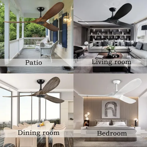 Vista 7 de Ventiladores de techo grandes sin luz, ventilador de techo moderno de 60 pulgadas con 3 aspas de madera, motor CC reversible silencioso y control