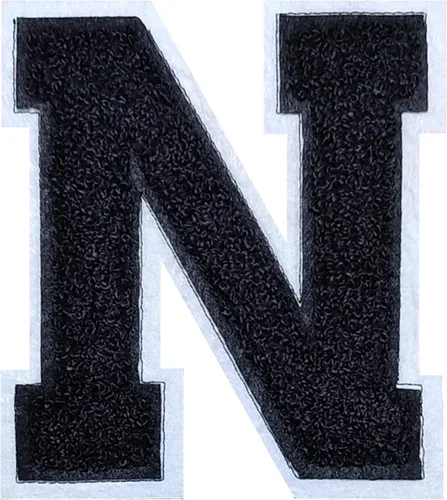 Vista 41 de 2 parches de letras de felpilla termo-adhesivas de 2.5", parches de letras universitarias de punto de felpilla para ropa (negro/blanco 2-1/2, S)