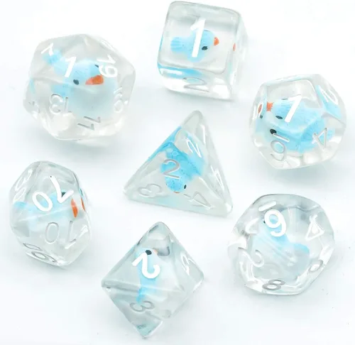 Vista 15 de Cusdie Dados DND de 7 Dados, Juego de Dados Poliédricos Rellenos con Animal, para Juego de Rol D&D Dados (Águila)