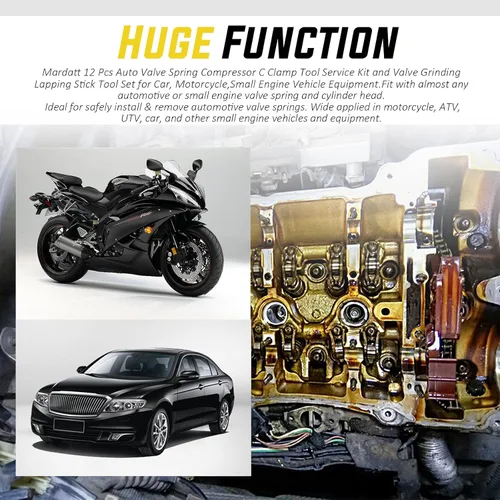 Vista 7 de Compresor de resorte de válvula, kit surtido de herramientas de abrazadera en C de compresión automática y juego de herramientas de rectificado