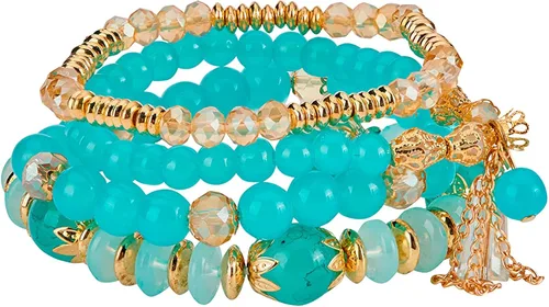 Vista 5 de Yovico 6 juegos de pulseras elásticas apilables bohemias, para mujer, con cuentas ajustables, multicolor, para regalo, Sin gemas.