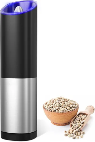 Vista 10 de innhom Molinillo eléctrico de sal y pimienta, funciona con pilas, molinillo automático de sal y pimienta con grosor ajustable, 1 paquete
