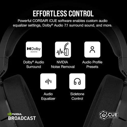 Vista 6 de CORSAIR HS55 Auriculares inalámbricos multiplataforma ligeros para juegos con Bluetooth - Sonido envolvente Dolby 7.1 - Micrófono de alta calidad