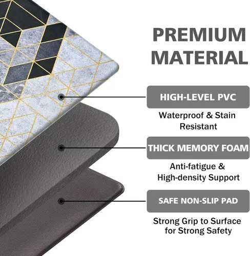 Vista 7 de Kitchen Mats 3 Piece Set, Memory Foam Kitchen Rugs Mat Non Slip Washable for Floor, Modern Kitchen Mats Cushioned Anti Fatigue, Waterproof Kitchen
