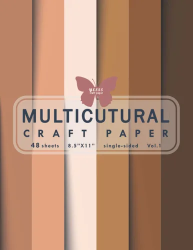 YESSS craft paper Multicultural Scrapbook Paper Pad Vol.1, 48 Sheets, 6 Assorted Colors, 8.5x11 Inches, Single-sided, Decorative craft papers for