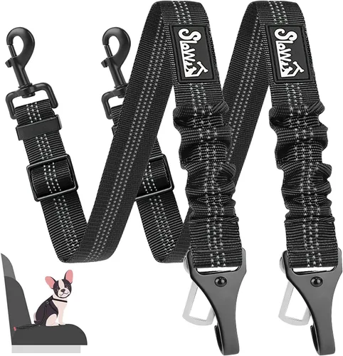 Vista 10 de SlowTon Cinturón de seguridad para perro, correa de cinturón de seguridad ajustable para perro, 2 en 1, cinturón de seguridad para perro
