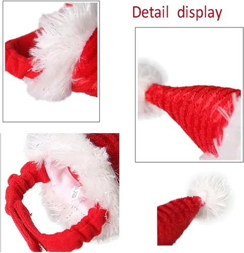 Vista 6 de ANIAC Sombreros de hámster de Navidad, disfraz de conejillo de indias, mini sombrero de Santa para gatito, chinchilla, conejo, erizo, hurón