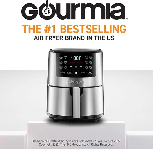Vista 2 de Gourmia Freidora de aire digital de 4 cuartos con cocción guiada, fácil de limpiar, acero inoxidable