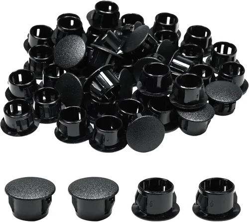 Vista 3 de 100 tapones de plástico de 0.19 pulgadas/0.197 in, tipo empotrado negro, enchufe de tubo de panel de bloqueo, sello knockout, muebles, gabinete