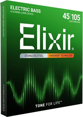 Vista 10 de Elixir Cuerdas, cuerdas para bajo eléctrico, acero inoxidable con tecnología NANOWEB, tono brillante de más larga duración con sensación cómoda