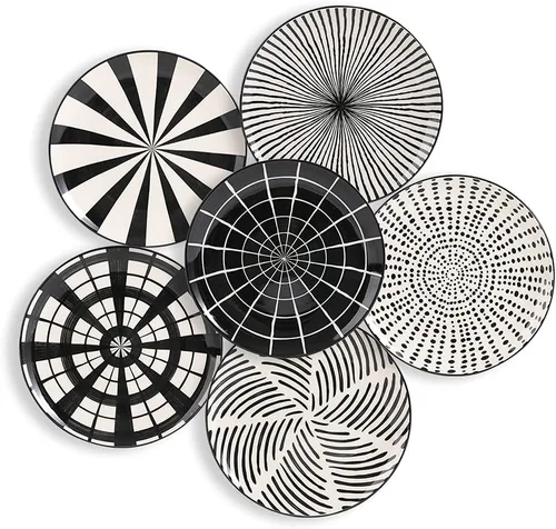 Vista 9 de Platos de cerámica para postre de 8 pulgadas, juego de 6 platos de ensalada, estilo japonés moderno, aptos para lavavajillas y microondas