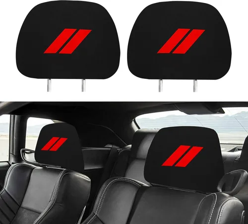 Vista 9 de YOSRTER Fundas para reposacabezas para Dodge Charger Challenger Durango, accesorios de tela negra suave, ajuste universal para todos los modelos