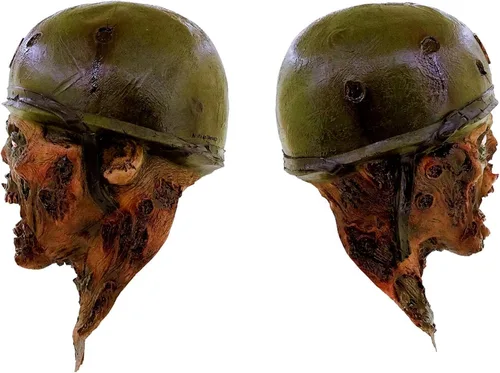 Vista 8 de Hyfive Capitán Lester Ejército Máscara de Cabeza Zombie Espeluznante Fiesta Disfraz