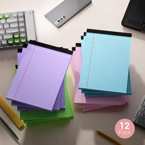 Vista 7 de Bloc de notas de colores de 5 x 8 pulgadas, paquete de 12 bloc de notas con rayas universitarias, papel rayado de 5 x 8 pulgadas, blocs de papel