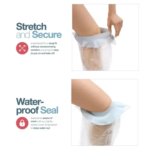 Vista 4 de Medical king Fundas de fundición 100% impermeables para patas de ducha, paquete de 2 fundas reutilizables para patas de ducha, protector de yeso