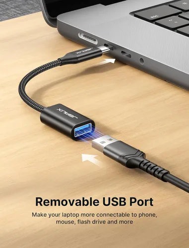 Vista 3 de JSAUX Adaptador USB C a USB 3.0 [2 unidades], USB C macho a USB hembra OTG adaptador compatible con MacBook Pro/Air, iPhone 17 Pro Max/iPhone Negro