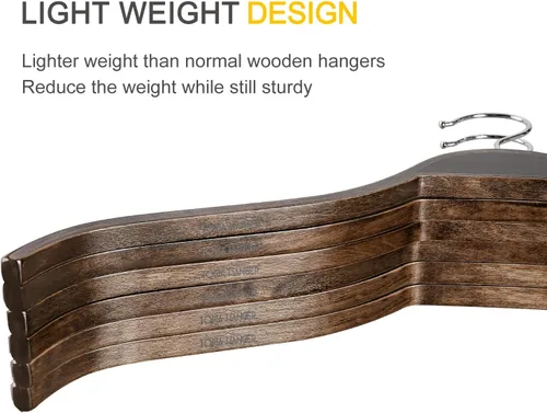 Vista 4 de TOPIA HANGER Perchas delgadas de madera con agarres de goma antideslizantes extra suaves, paquete de 10 perchas de moda de alta calidad sin