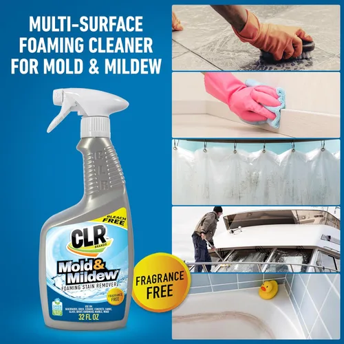 Vista 2 de CLR Mold & Mildew Clear - Spray removedor de manchas sin blanqueador, funciona en azulejos de baño, vidrio, tela, hormigón y más, spray de 32 onzas