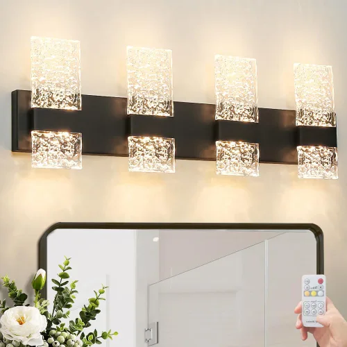 Vista 17 de Lámpara de Tocador de Baño Moderna de Oro Cepillado de 8 Luces, Elegante Lámpara de Baño de Latón LED sobre Espejo, Iluminación de Pared