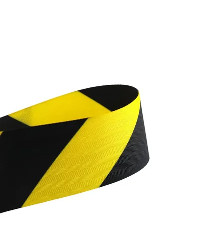 Vista 3 de QWORK Barrera de cinturón retráctil de montaje en pared fija, caja ABS de 16 pies, cinturón de seguridad negro y amarillo con tornillos