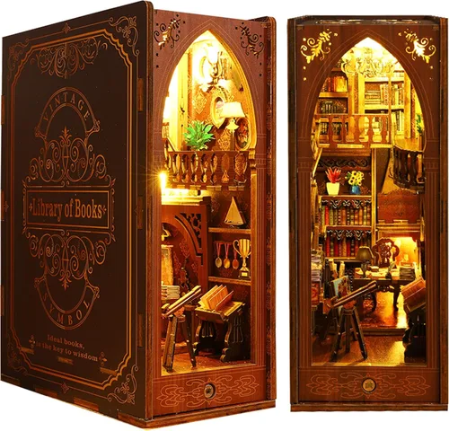Vista 15 de ISSEVE Kit de rincón de libros – Kit de casa en miniatura para manualidades, rincones de libros para adultos, casa de muñecas, biblioteca