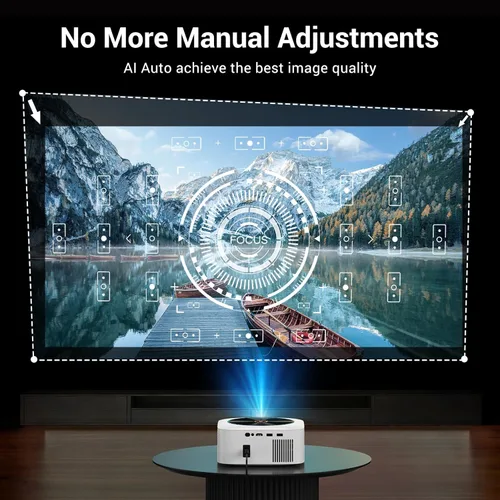 Vista 4 de Proyector inteligente de decodificación 4K compatible con Netflix, proyector ANSI 1500 con WiFi y Bluetooth, proyector de cine al aire libre