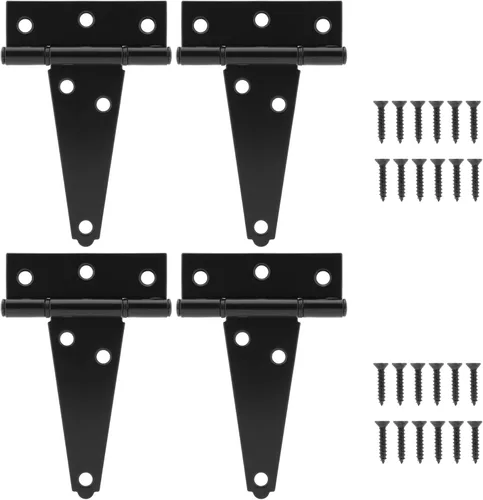 Vista 12 de Hillmaster Bisagras de puerta de cobertizo resistentes con correa en T de 4 pulgadas, bisagra en T negra para cercas de madera, persiana, ventana