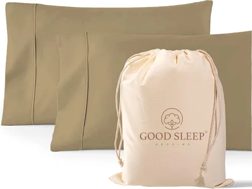 Vista 19 de Juego de 2 fundas para almohadas de 1000 hilos tamaño Standard en color negro, 100% de algodón egipcio con algodón de fibra larga y tejido satén