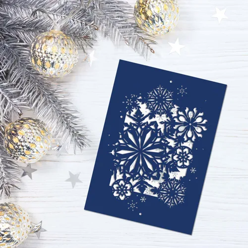Vista 5 de Canopy Street Masterpiece - Tarjetas cortadas con láser de copo de nieve azul, 10 tarjetas de Navidad con sobres a juego, tarjetas de felicitación