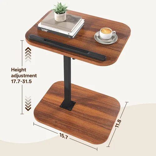 Vista 2 de Mesa de bandeja de TV, altura ajustable, abatible, mesa auxiliar de aperitivos con giro de 360° e inclinación de 180°, mesa auxiliar en forma de C