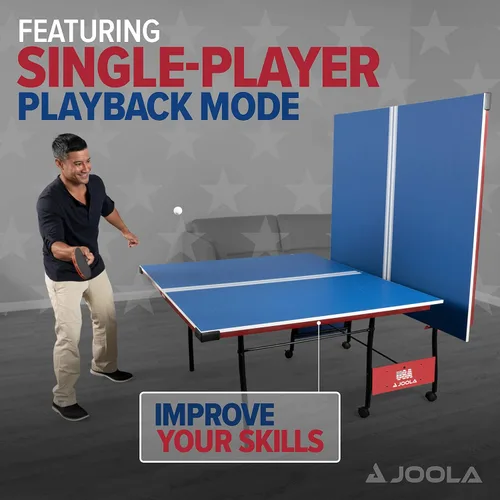 Vista 4 de JOOLA Indoor 15mm Ping Pong Table with Quick Clamp Ping Pong Net Set - Single Player Playback Mode - Regulation Size Table Tennis Table - Compact