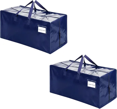 VENO Paquete de 2 bolsas de mudanza, correas de mochila, mudanza, cajas de almacenamiento universitario, con tapas, resistentes, extragrandes, asas