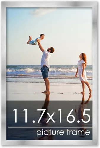 Vista 259 de Marco de madera de peltre plateado de 3 x 4 pulgadas, acrílico UV, respaldo de tablero de espuma y accesorios para colgar, marco de 3 x 4 pulgadas