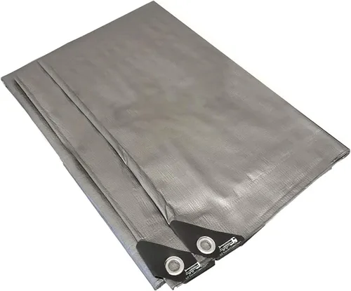 Vista 2 de Lona plateada extra resistente de 10 x 14 pies, toldo reforzado con revestimiento de 3 capas, 6 onzas, 3 capas