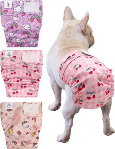 Vista 18 de CuteBone Pañales lavables para perras, paquete de 3 pantalones de entrenamiento para cachorros WWD02XS
