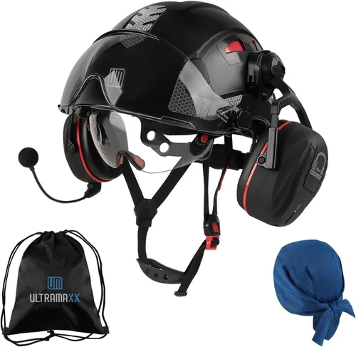 UM ULTRAMAXX Safety Helmet with Built-in Visor Ear Muffs Kits, Hard Hat with Vented Design, ANSI Z89.1 Certified, Ideal for Industrial and