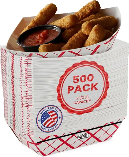 Vista 18 de MT Products Bandejas de papel desechables pequeñas de 1/2 lb – Paquete de 100 – Barcos de papel a cuadros resistentes a la grasa para aperitivos
