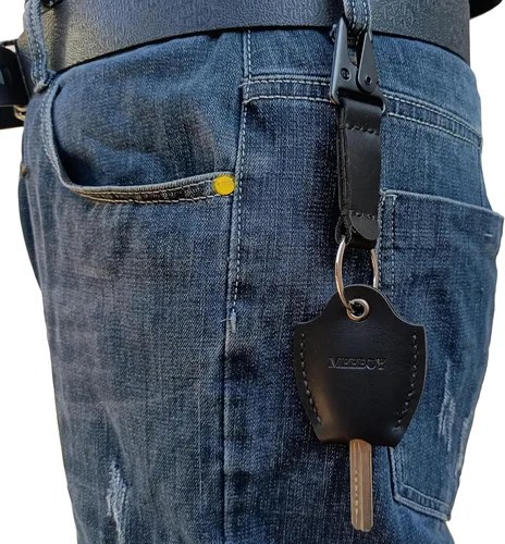 Vista 9 de Funda de cuero hecha a mano para llave de coche para llave rota Funda para llave de coche para hombres y mujeres (Negro)