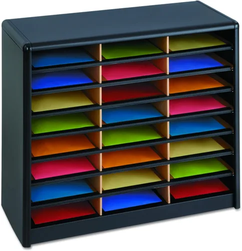 Safco Products 7111BL - Organizador de literatura, 24 compartimentos, color negro