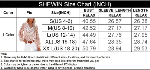 Vista 6 de SHEWIN - Blusas casuales, holgadas, de estilo bohemio, mangas largas, con cuello en V y estampado floral para mujer