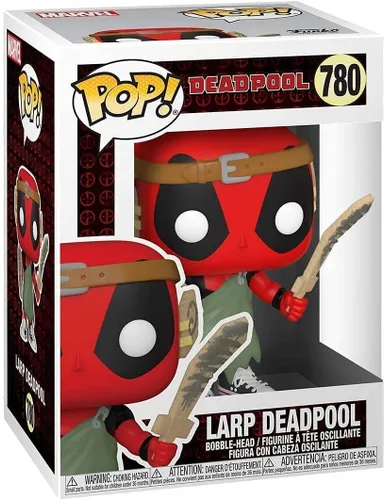 Vista 3 de POP Marvel: Deadpool 30th - Larping Deadpool Funko Vinyl Figure (Bundled with Compatible Box Protector Case), Multicolor, 3.75 inches