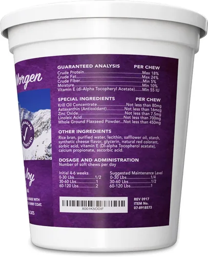 Vista 3 de Pure Krill Joy, aceite de krill antártico masticables suaves para perros, rico en Omega 3 y antioxidantes, fórmula única reductora de cobertizos