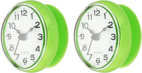 Vista 13 de PATIKIL Reloj de ducha impermeable, paquete de 2 mini relojes de pared silenciosos sin tictac con ventosa para baño, cocina, decoración del hogar