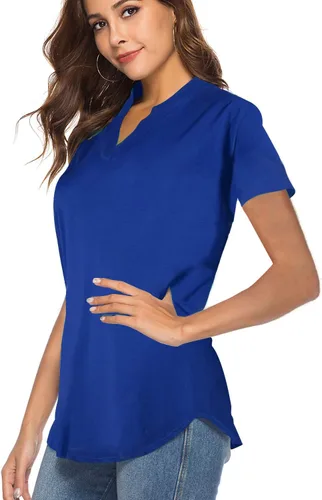 Vista 3 de CEASIKERY - Blusa tipo túnica con manga de 34, cuello en V y diseño holgado para mujer